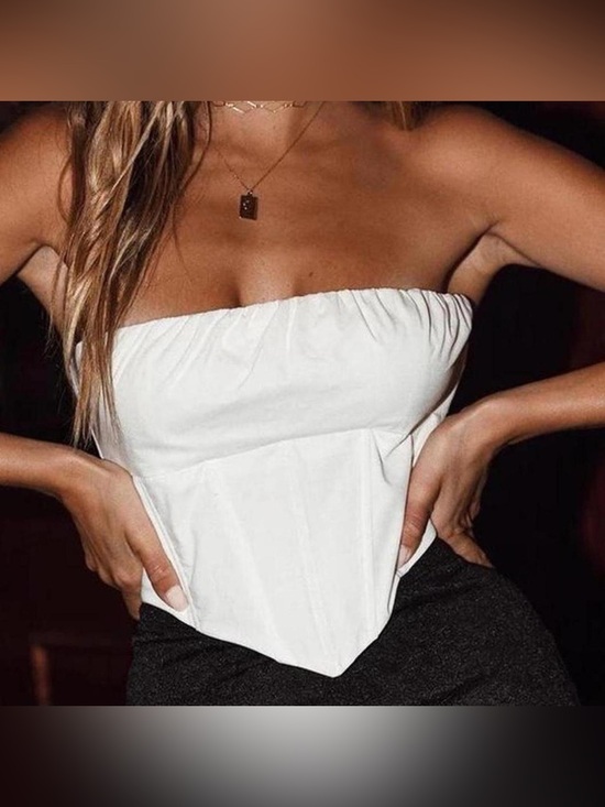 Princess Polly Tops - Princess Polly White Strapless Top